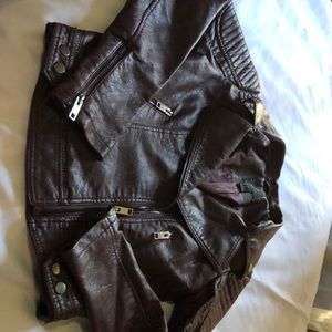 Forever 21 Faux Leather Burgundy Jacket
